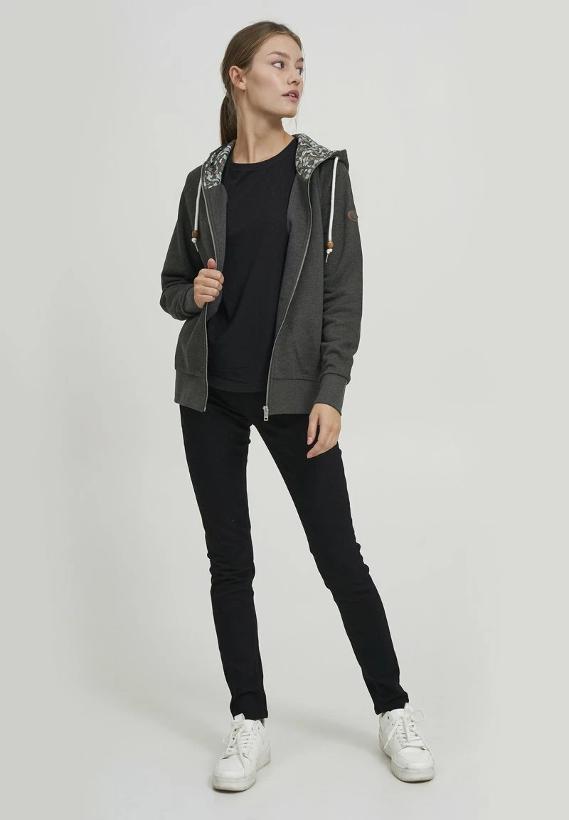 Oxmo OXULLA - Sudadera Con Cremallera - Dark Grey Melange , Mujer 2 Oxmo OXULLA - Sudadera Con Cremallera - Dark Grey Melange , Mujer - Imagen 2