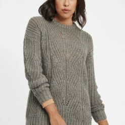 Oxmo OXCHIARA - Jersey De Punto - Medium Grey Melange , Mujer