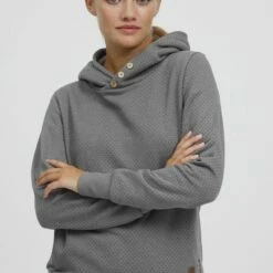 Oxmo OXVERA - Jersey Con Capucha - Medium Grey Melange, Mujer