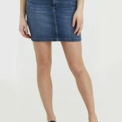 Oxmo OXADRIA - Falda Vaquera - Antique Blue , Mujer