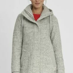 Oxmo tienda en línea 48 Oxmo OXRIEKE - Abrigo Corto - Light Grey Melange, Mujer