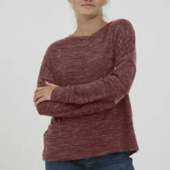 Oxmo OXBENTA - Jersey De Punto - Chocolate Truffle Melange, Mujer