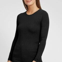 Oxmo OXMARIE - Camiseta De Manga Larga - Black , Mujer