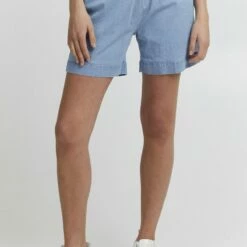 Oxmo OXLILLITH - Shorts Vaqueros - Light Blue Denim, Mujer