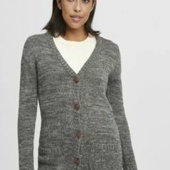 Oxmo OXPHILEMONA - Chaqueta De Punto - Dark Grey , Mujer