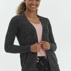 Oxmo OXNENA - Chaqueta De Punto - Charcoal Mix , Mujer