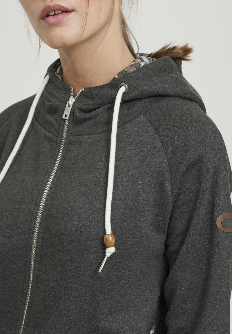 Oxmo OXULLA - Sudadera Con Cremallera - Dark Grey Melange , Mujer 4 Oxmo OXULLA - Sudadera Con Cremallera - Dark Grey Melange , Mujer - Imagen 4