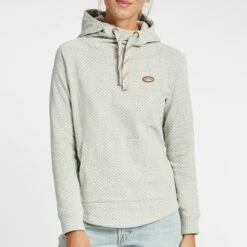 Oxmo OXAMINA - Jersey Con Capucha - Oyster Grey Melange , Mujer