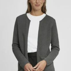 Oxmo OXHILDA - Chaqueta De Punto - Pewter, Mujer
