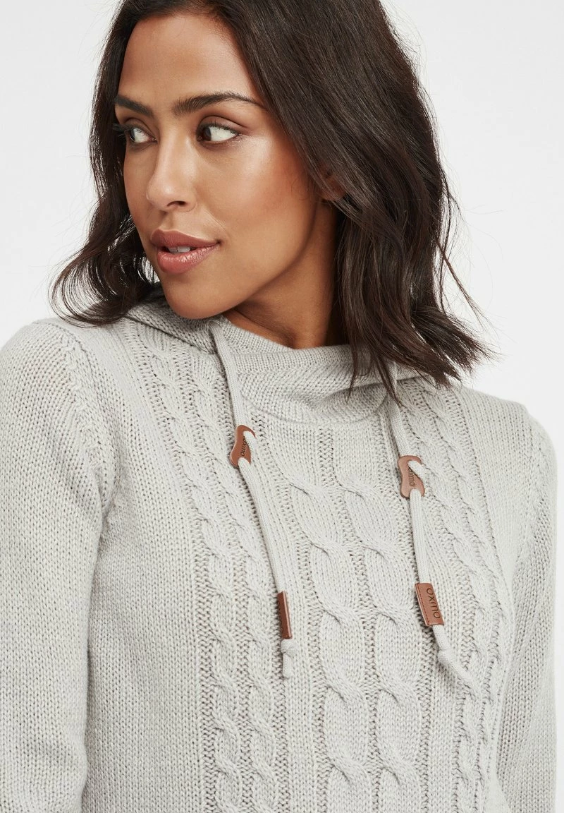 Oxmo OXCABLE - Jersey Con Capucha - Mid Grey , Mujer 4 Oxmo OXCABLE - Jersey Con Capucha - Mid Grey , Mujer - Imagen 4