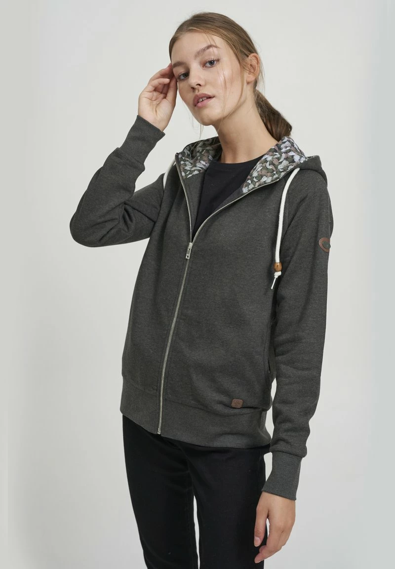 Oxmo OXULLA - Sudadera Con Cremallera - Dark Grey Melange , Mujer 1 Oxmo OXULLA - Sudadera Con Cremallera - Dark Grey Melange , Mujer