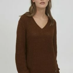 Oxmo OXLAVEA - Jersey De Punto - Brown, Mujer