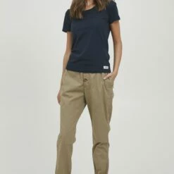 Oxmo OXCONZI - Pantalones - Mottled Beige , Mujer