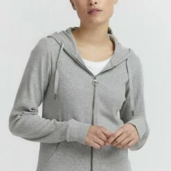 Oxmo OXLOVA - Sudadera Con Cremallera - Light Grey Melange , Mujer