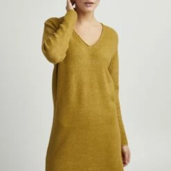 Oxmo OXIDA - Vestido De Punto - Honey Mustard Melange , Mujer
