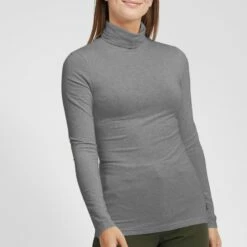 Oxmo OXROSA - Camiseta De Manga Larga - Medium Grey Melange , Mujer