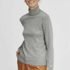 Oxmo OXWINA - Jersey De Punto - Medium Grey Melange, Mujer