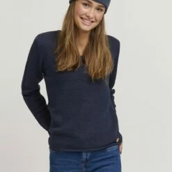 Oxmo BIENE - Gorro - Insignia Blue Melange , Mujer