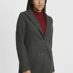 Oxmo OXHERMY - Abrigo Clásico - Dark Grey Melange, Mujer