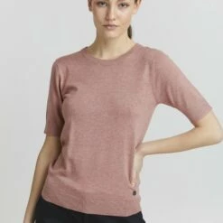 Oxmo OXHELIN - Camiseta Básica - Ash Rose Melange, Mujer