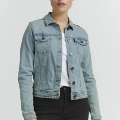 Oxmo OXFRIA - Chaqueta Vaquera - Light Blue Denim , Mujer