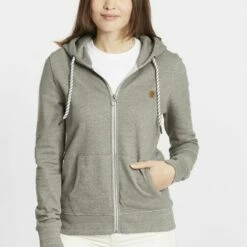 Oxmo CELIA - Sudadera Con Cremallera - Medium Grey Melange, Mujer