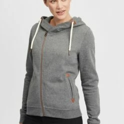 Oxmo OXVICKY - Sudadera Con Cremallera - Grey Mel, Mujer