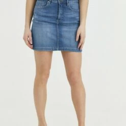 Oxmo OXADRIA - Falda Vaquera - Light Blue , Mujer