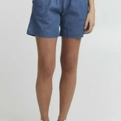 Oxmo OXLILLITH - Shorts Vaqueros - Mid Blue Denim , Mujer