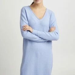 Oxmo OXIDA - Vestido De Punto - Brunnera Blue Melange , Mujer