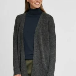 Oxmo OXGISELE - Chaqueta De Punto - Dark Grey Melange, Mujer