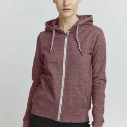 Oxmo CELIA - Sudadera Con Cremallera - Wine Red Melange , Mujer